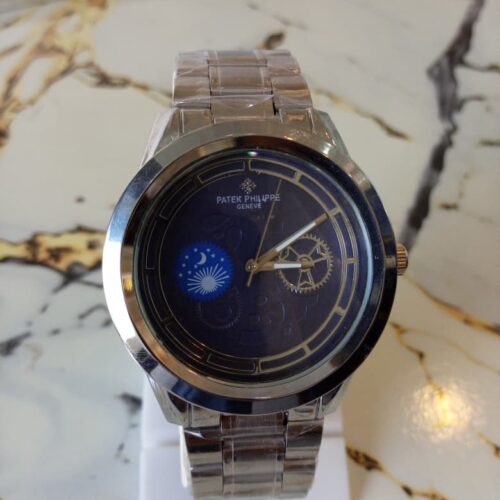Patek Philippe Style Men’s Watch – Elegant Moon Phase Dial with Stainless Steel Strap